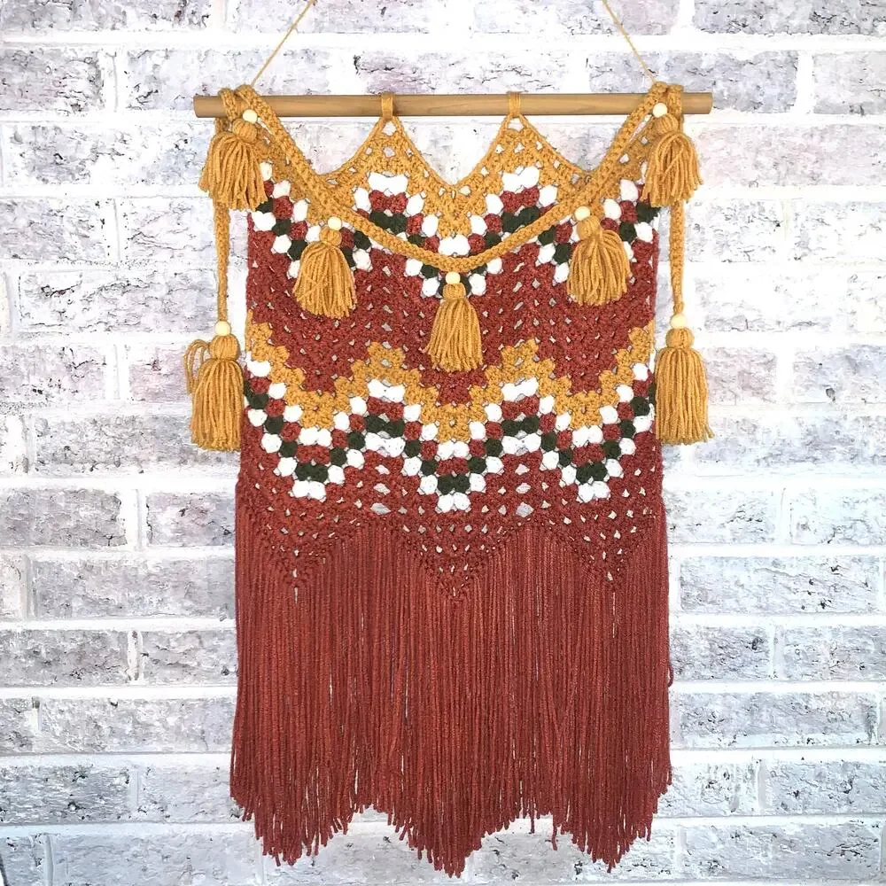 Handcrafted Bohemian Wall Hanging with Tassels